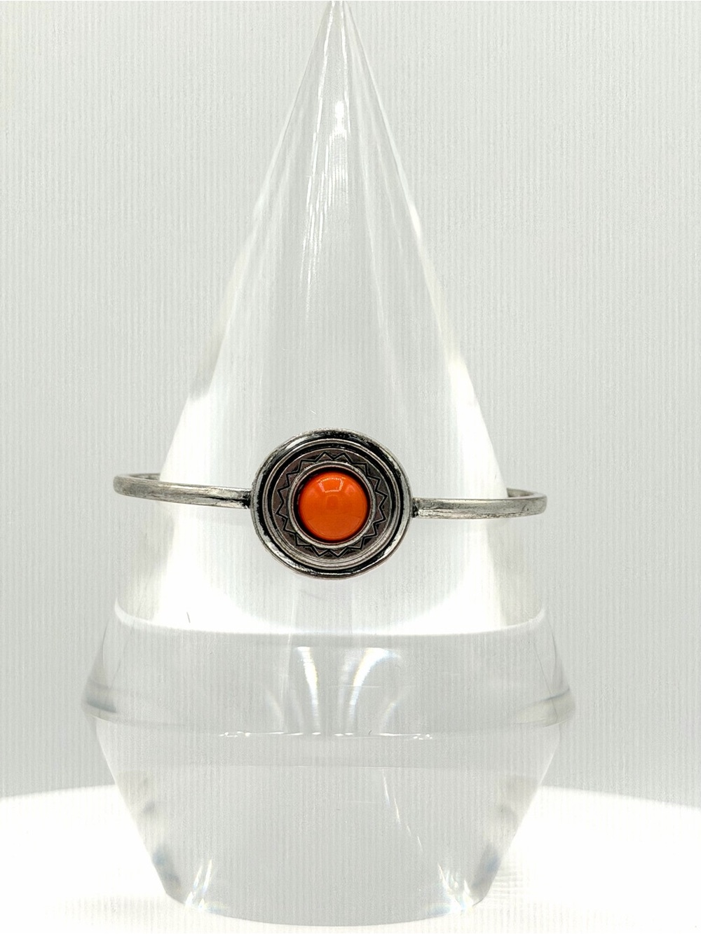 Orange Tribal Solar Sun Antiqued Silver-tone  Cuff Bracelet Women’s Jewelry